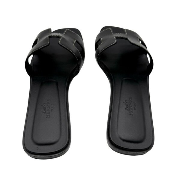 Hermès Black Oran Sandals - Size 7.5 - Picture 5 of 8